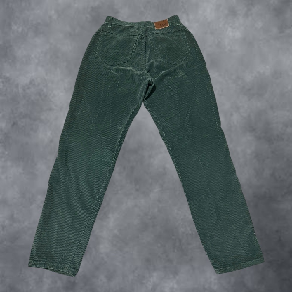 Vintage Lee Corduroy Pant Forest Green High Waisted Straight Leg Made in USA 12M